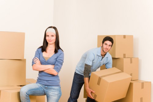 Professional movers loading boxes for an Isle of Dogs relocation